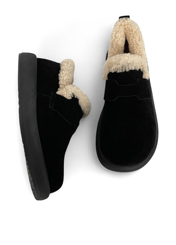 Черные слипоны ALLSY с мехом однотонные