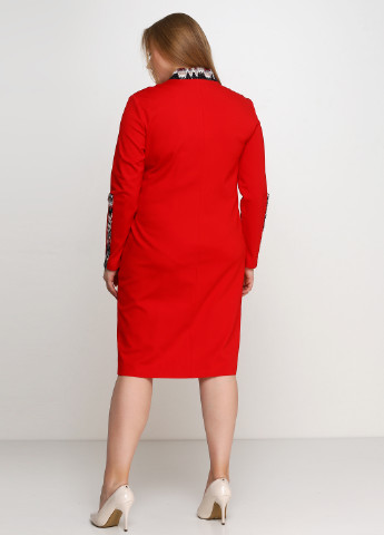 Червона кежуал сукня міді Алеся з абстрактним візерунком