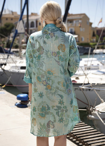 Бирюзовое кэжуал платье рубашка Anastasea с цветочным принтом
