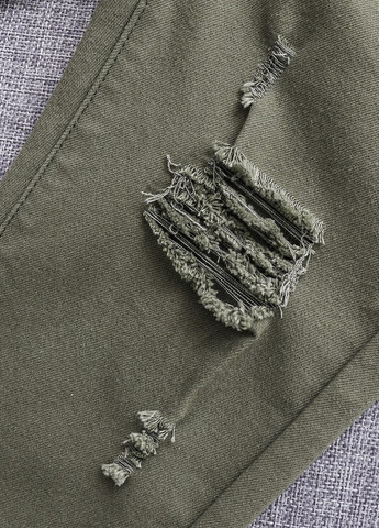 Хаки демисезонные афгани, зауженные джинсы SHEIN