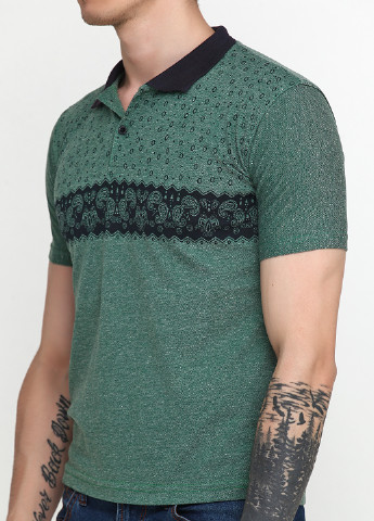 Темно-зеленая футболка-поло для мужчин West Wint с орнаментом