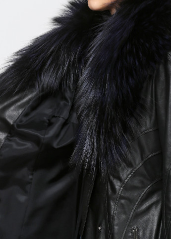 Черное демисезонное Пальто кожаное Elibol