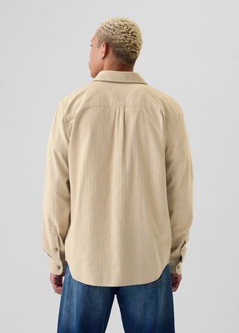 Бежевая кэжуал рубашка однотонная Gap