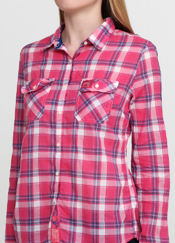 Розовая кэжуал рубашка в клетку Superdry с длинным рукавом