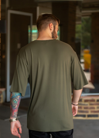 Хакі (оливкова) футболка чоловіча з коротким рукавом ISSA PLUS GN-454