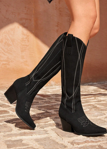 Осенние сапоги казаки SHEIN с вышивкой