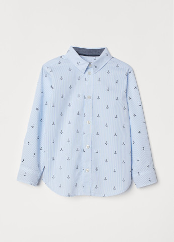 Голубой кэжуал рубашка с орнаментом H&M