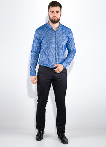 Голубой кэжуал рубашка с цветами Time of Style с длинным рукавом