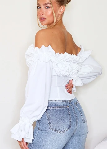 Белая блуза PrettyLittleThing