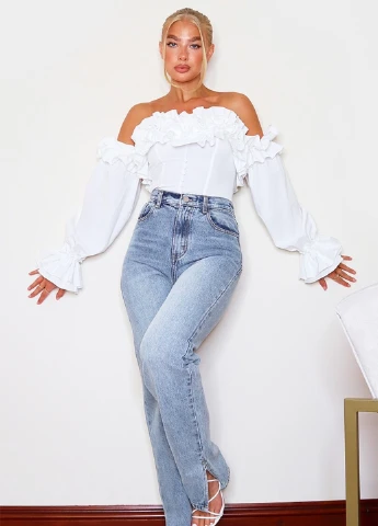 Белая блуза PrettyLittleThing