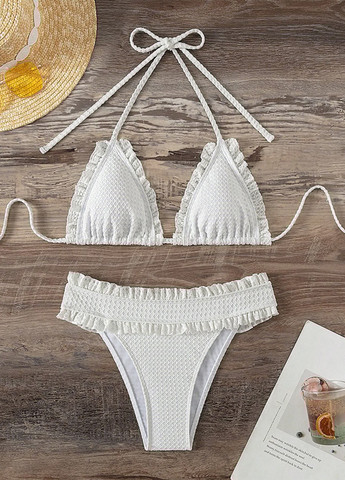Білий літній купальник (ліф, трусики) бікіні, роздільний SHEIN