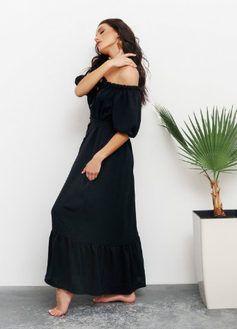 Чорна повсякденний сукня жіноча а-силует ISSA PLUS однотонна