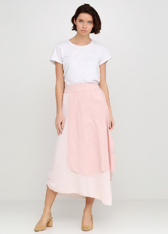 Светло-розовая кэжуал однотонная юбка Moda Bella