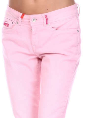 Розовые джинсовые летние прямые брюки Superdry