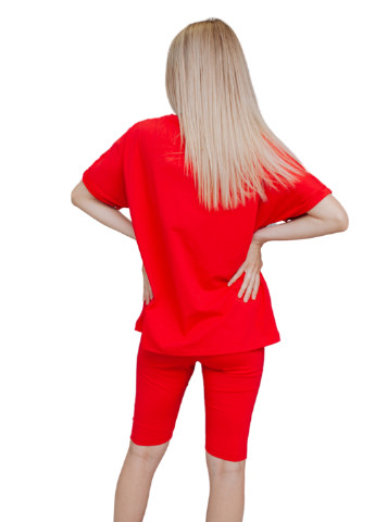 Красная всесезон футболка для беременных оверсайз з сектором для кормления HN