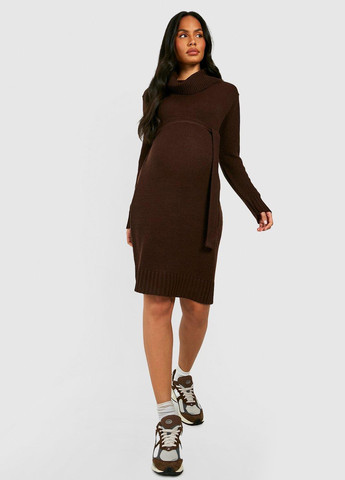 Темно-коричнева кежуал сукня для вагітних сукня светр Boohoo однотонна