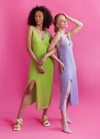 Лілова кежуал сукня з відкритою спиною, силуетна WKMF однотонна