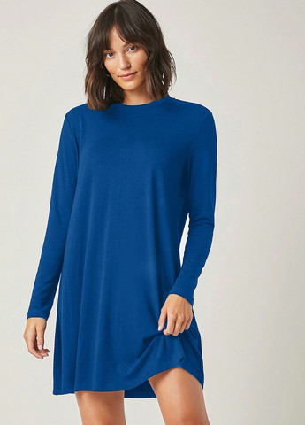 Синя кежуал сукня а-силует, оверсайз SHEIN однотонна