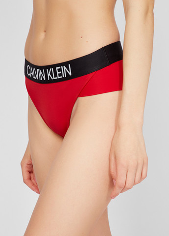 Красные купальные трусики с логотипом Calvin Klein