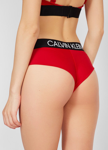 Красные купальные трусики с логотипом Calvin Klein