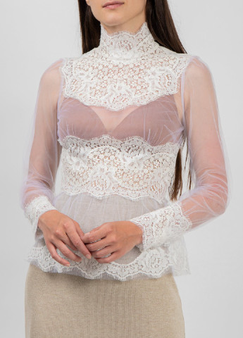 Біла літня біла блуза з ажурними вставками Dolce & Gabbana
