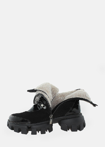 Зимние ботинки reб928 черный Eleni из натуральной замши