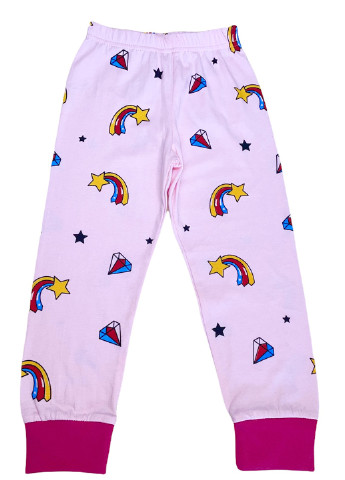 Светло-розовая всесезон пижама (лонгслив, брюки) лонгслив + брюки No Brand
