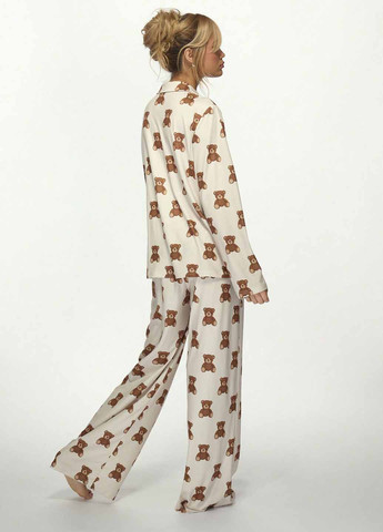 Молочна всесезон піжама (сорочка, штани) сорочка + брюки SHEIN