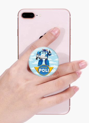 Попсокет (Popsockets) держатель для смартфона Робокар Поли (Robocar Poli) (8754-1620) Черный MobiPrint (216836450)