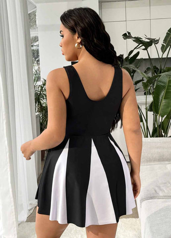 Чорно-білий літній купальник (сукня, трусики) купальник-сукня, танкіні, роздільний SHEIN