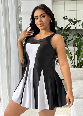 Чорно-білий літній купальник (сукня, трусики) купальник-сукня, танкіні, роздільний SHEIN