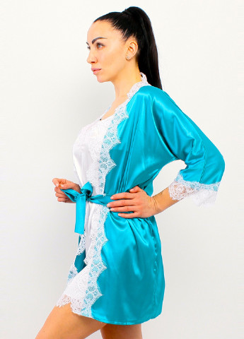 Светло-бирюзовый демисезонный комплект (ночная рубашка, халат) Ghazel