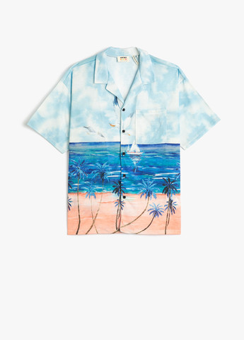 Голубой кэжуал рубашка морская тематика KOTON