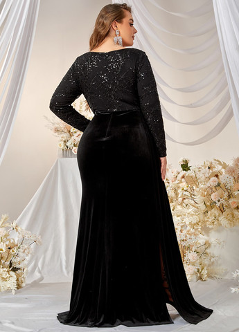 Черное вечернее платье годе SHEIN однотонное