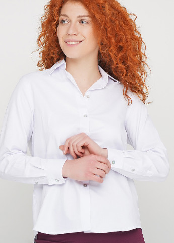 Белая кэжуал рубашка однотонная Gingier