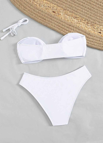 Белый летний купальник (лиф, трусики) бандо, раздельный SHEIN