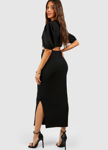 Черное вечернее платье силуэтная Boohoo однотонное