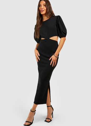 Черное вечернее платье силуэтная Boohoo однотонное