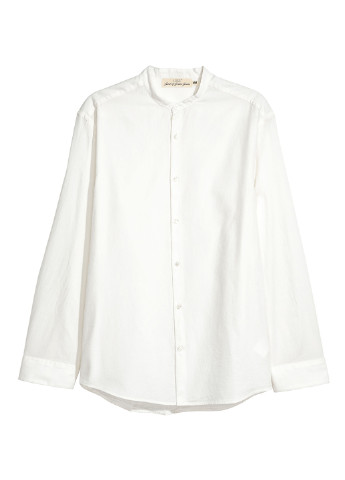 Молочная кэжуал рубашка однотонная H&M
