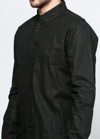 Черная кэжуал рубашка однотонная Anerkjendt с длинным рукавом