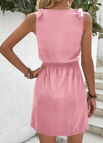 Светло-розовое кэжуал платье а-силуэт SHEIN однотонное