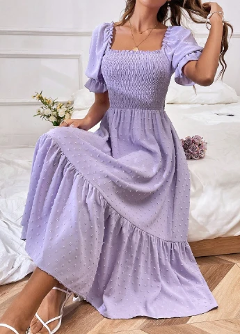 Сиреневое кэжуал платье а-силуэт SHEIN однотонное