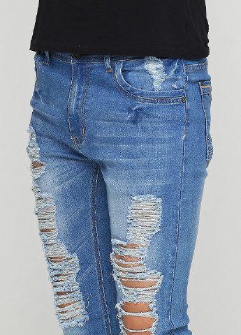 Голубые демисезонные зауженные джинсы GSL