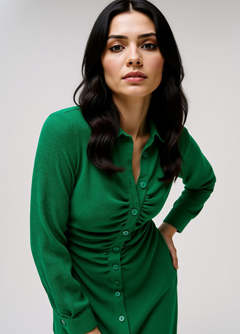 Зеленое кэжуал платье рубашка Sinsay однотонное