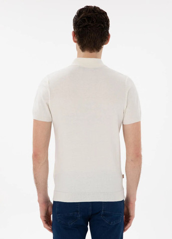 Кремовая футболка-поло для мужчин Pierre Cardin однотонная