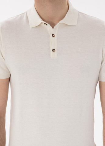 Кремовая футболка-поло для мужчин Pierre Cardin однотонная