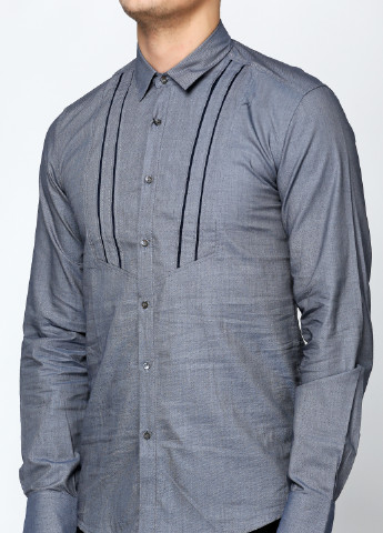 Синяя кэжуал рубашка однотонная Antony Morato с длинным рукавом