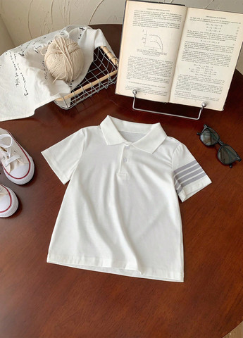 Цветная детская футболка-поло (3 шт.) для мальчика SHEIN в полоску