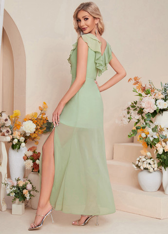 Світло-зелена святковий, кежуал сукня з відкритою спиною, а-силует SHEIN однотонна