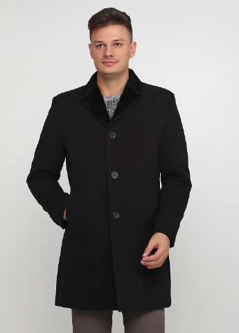 Чорне демісезонне Пальто на ґудзиках Gentle Man